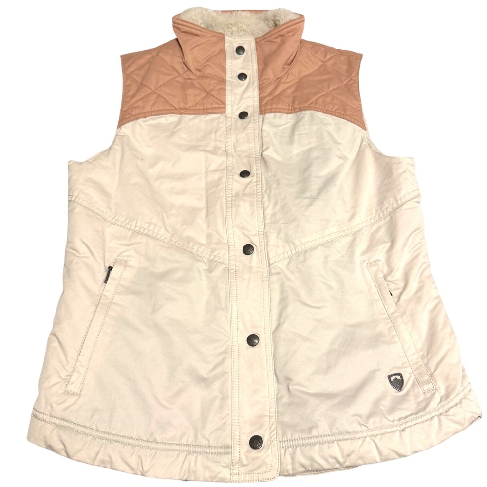 KUHL Women Celeste Lined Vest Ivory Rose Quartz Quilted Fleece XS 2147